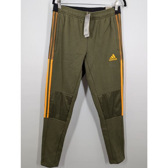 adidas Other - NEW Adidas Jogger M Military Green Sweatpants Yellow 3 Stripes Soccer Style Slim